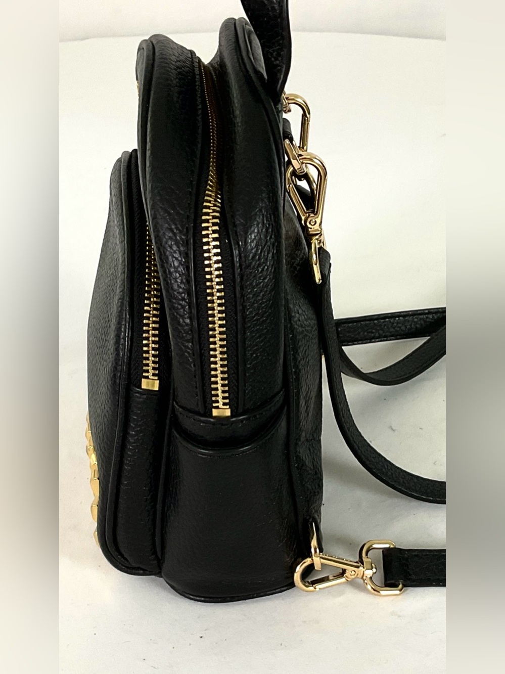 NWOT-Michael Kors-“ABBEY”-small,studded black, pebbled, leather backpack - Picture 6 of 11